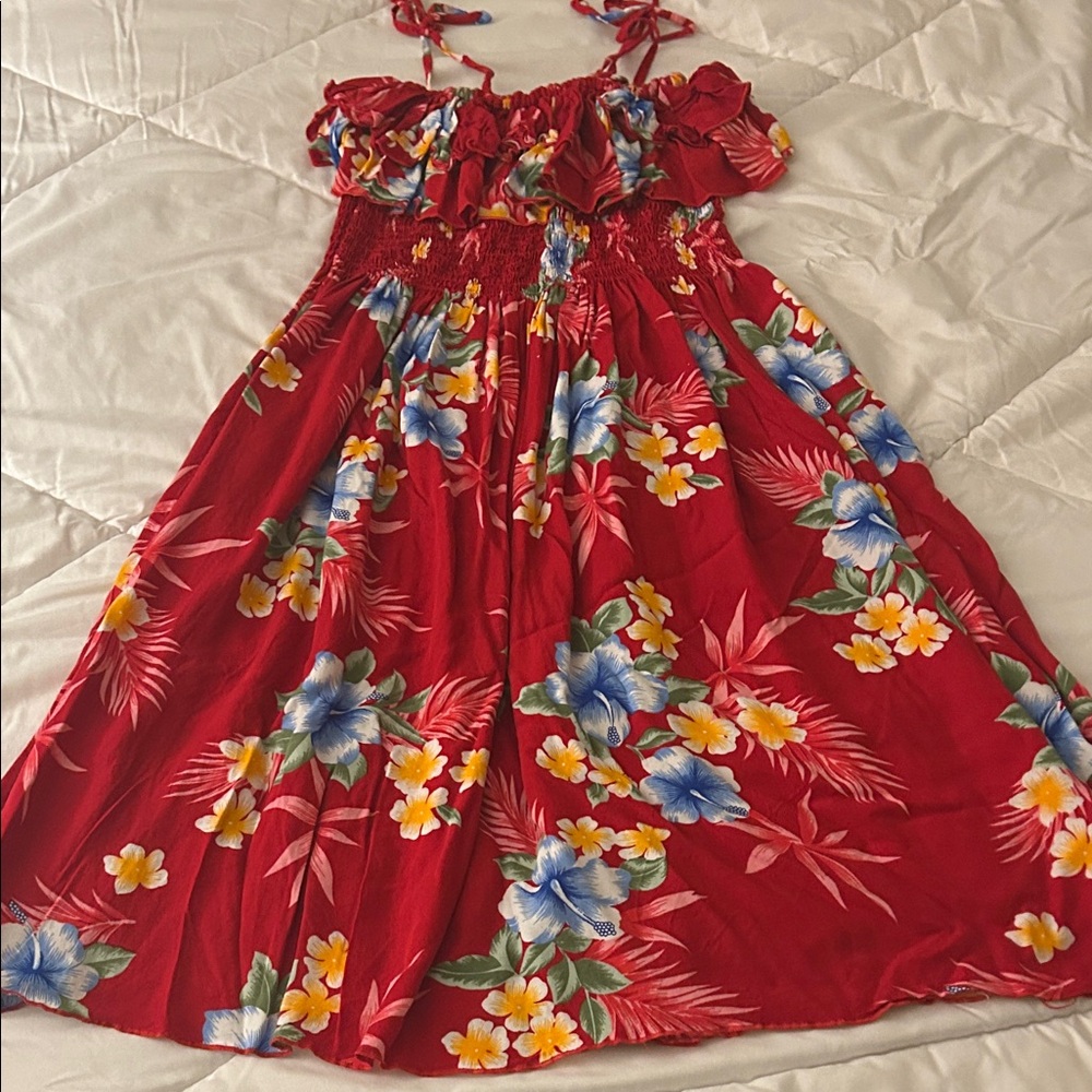 🌺 Red Hawaiian Floral Maxi Dress 🌺